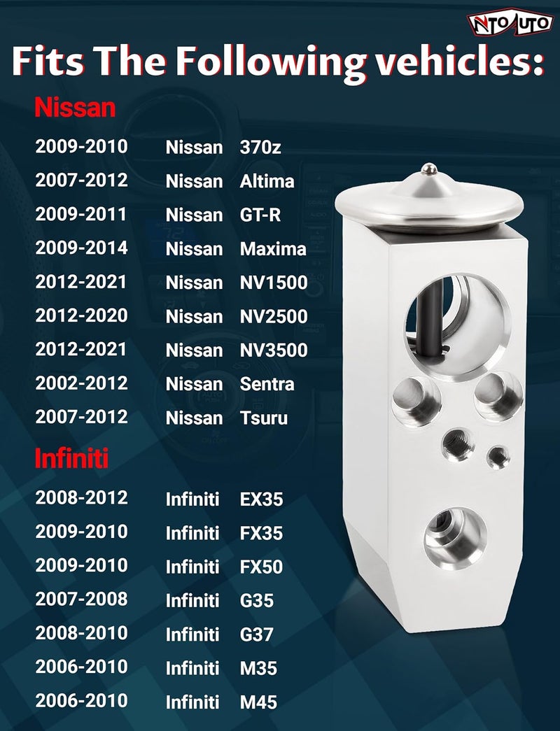 Ntoauto 10221C A/C Expansion Valve Compatible with 370Z Altima GT-R NV1500 NV2500 NV3500 Sentra Tsuru EX35 FX35 FX50 G35 G37 M35 M45 - Image 1